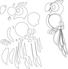 Parrot in coloring peaces