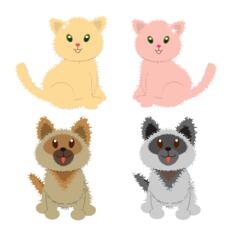 Vector image of puppies and kitties