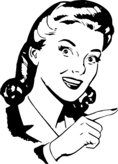 Illustration of a lady pointing at something