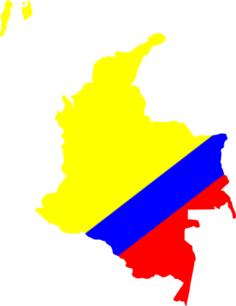 Colombian map in national flag colors