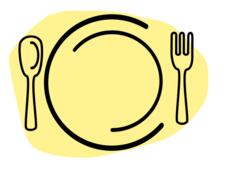 Vector illustration of dinner plate with spoon and fork