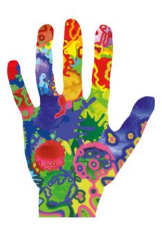 Colorful five fingers open wide
