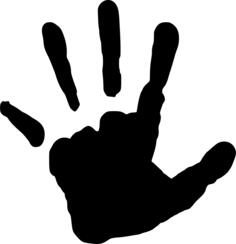 Hand print in black color