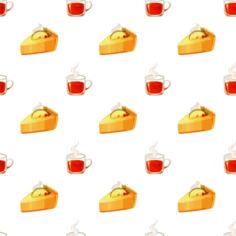 Tea and cake seamless pattern