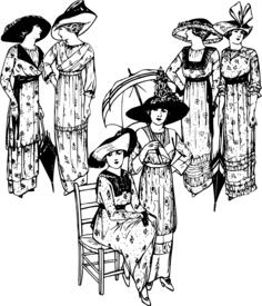 Six ladies in hats