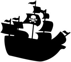 Silhouette of a large pirate ship