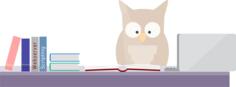 Owl reading illustration