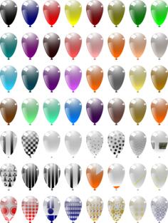 Vector clip art of 49 different baloons