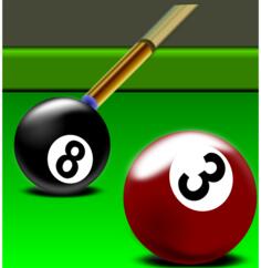 Illustration of black and red billiard balls