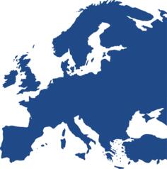 Map of Europe in dark blue color