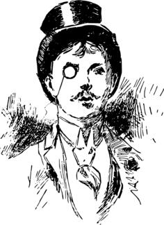Vector illustration of gentleman with an eyeglass