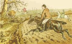 Hunters on horses