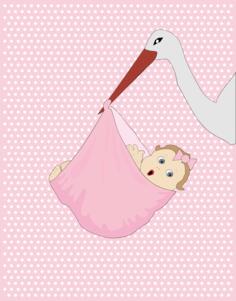 Baby Girl And Stork