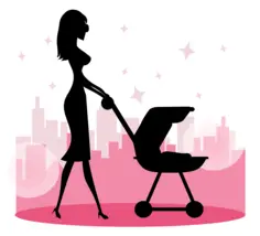Woman With Baby Carriage Silhouette