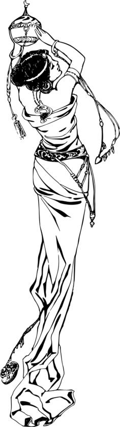 Lady in slinky dress