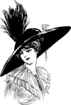 Sad lady with a large hat