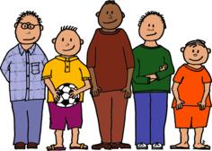Lineup of five young boys