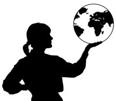 Woman with globe in hand