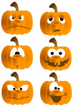 Six different pumpkin faces
