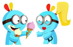 Friendly blue monsters