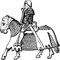 Armored knight and horse