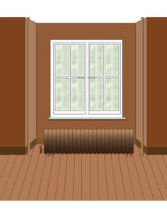 Image of windows behind radiator