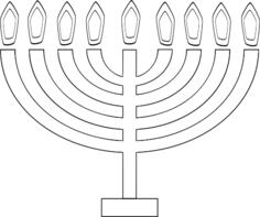 Image of outline of 9 candle Chanukkah lighting
