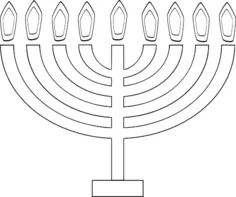 Image of outline of 9 candle Chanukkah lighting