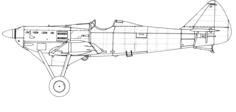 Outline drawing of D 500 propeller airplane