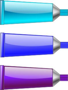 Cyan, blue and purple colour tubes
