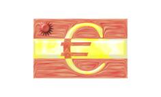Spanish flag with Euro sign vector image