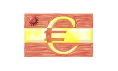 Spanish flag with Euro sign vector image