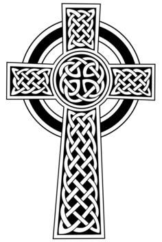 Vector clip art of black and white Celtic cross