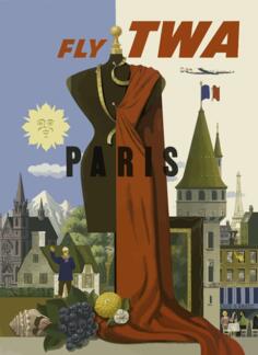 Vector clip art of Paris vintage travel poster