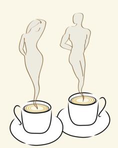 Clip art graphics of two coffee cups