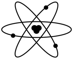 Image of scheme of an atom in black and white