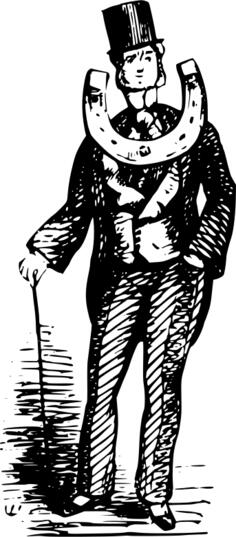 Gentleman with a horseshoe vector drawing