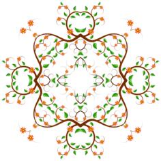 Vector clip art of square-shaped floral tree design