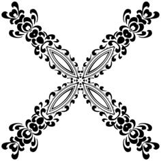 X-shaped black and white flower