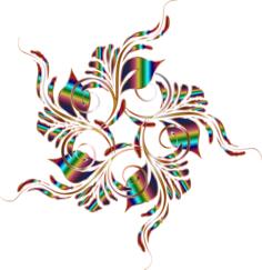 Clip art of flower shape with colorful lines
