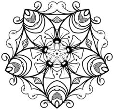 Abstract detailed flower design in black and white vector clip art