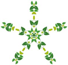 Snowflake shaped leafy pattern vector drawing