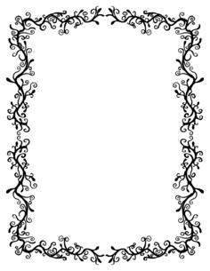 Floral border in black and white clip art
