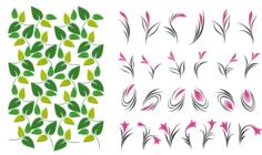 Leaves and flowers pattern selection vector image