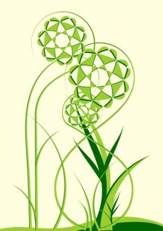 Abstract green flowers vector clip art