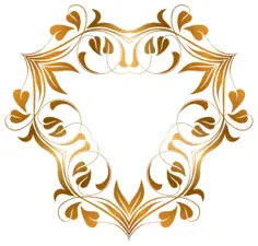 Triangular floral frame in shades of gold illustration