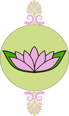 Lotus flower in round green frame
