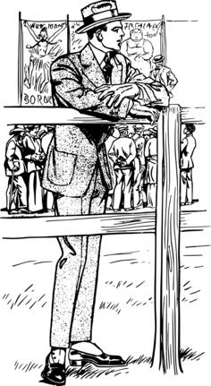 Vector illustration of gentleman in a classy suit leaning against fence