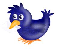 Image of twitter bird carrying a letter in its beak