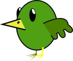 Cartoon vector graphics of green bird